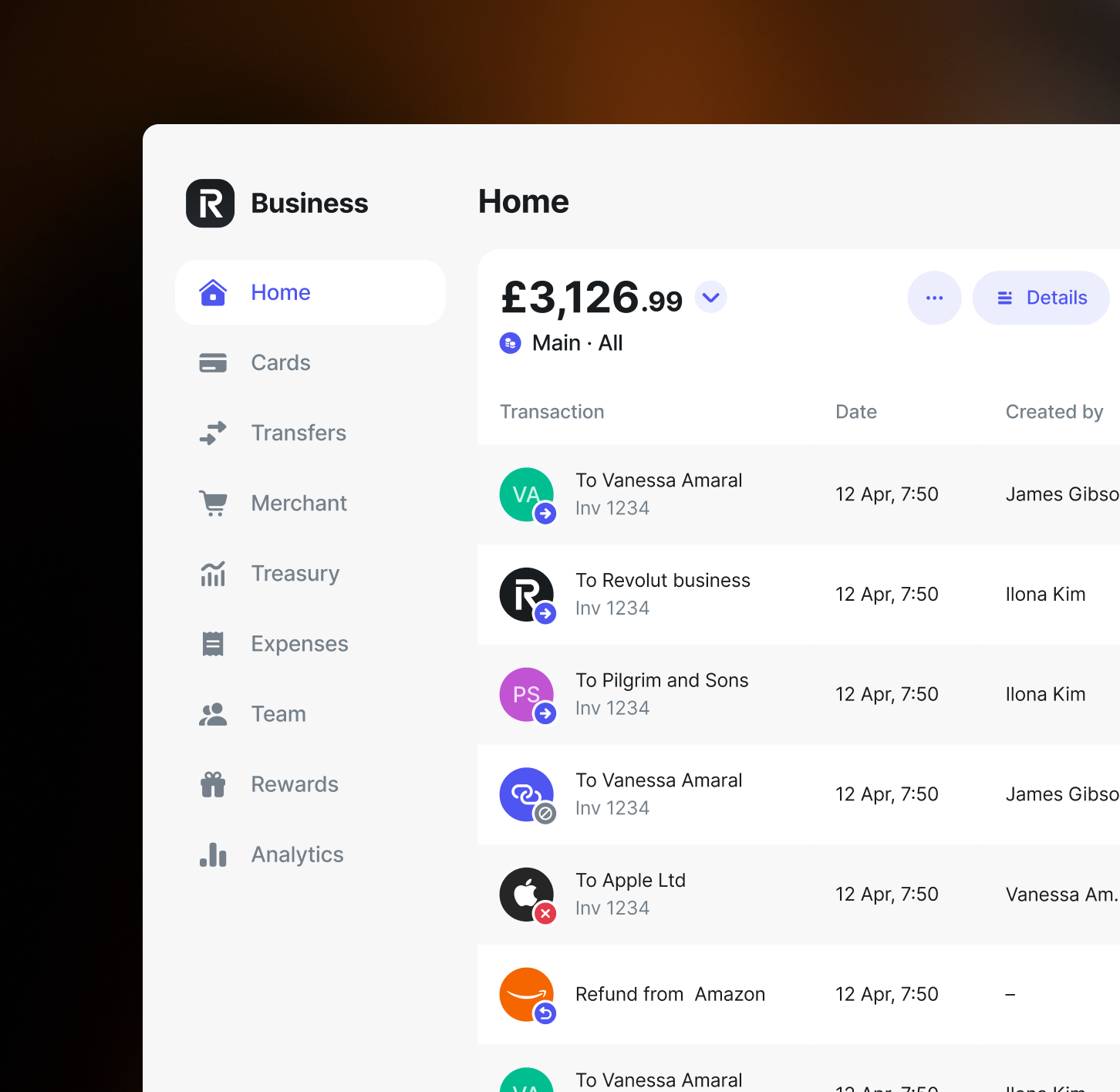 screenshot of Revolut Business